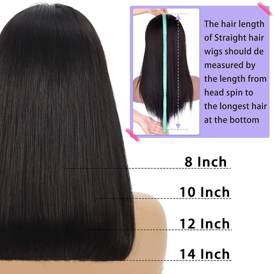 Frolo Bob Wig 5x5 HD Lace Closure Short Glueless Body Wave Human Hair Wig (220 Density, Brazilian Remy, 8–16 Inch)