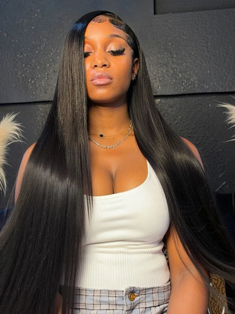 Bone Straight HD Lace Frontal Human Hair Wig 13x6 / 13x4 (30–40 Inch)