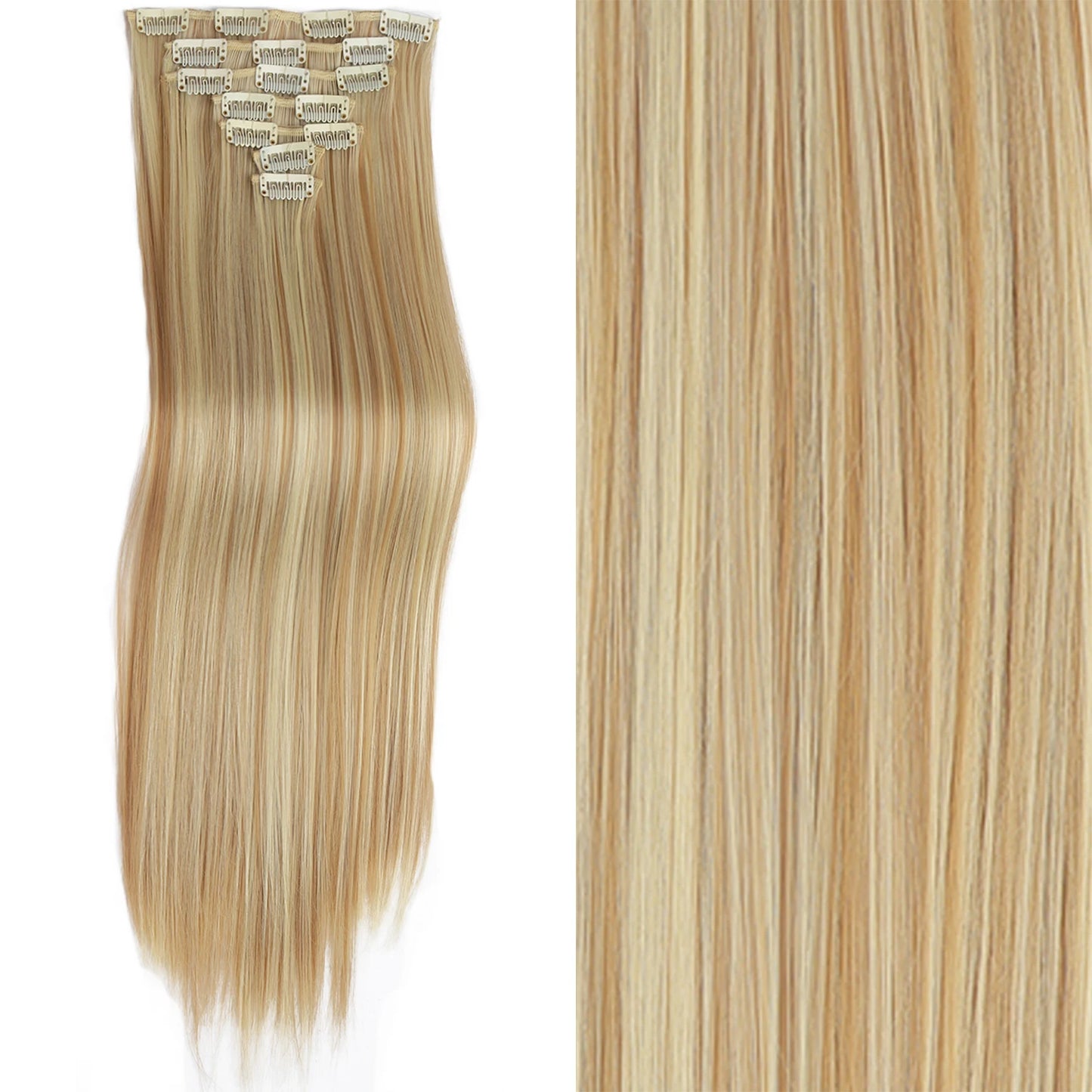 7Pcs Clip-in Hair Extensions | 24 Inch Straight | 60 Colors | Heat Resistant Fiber