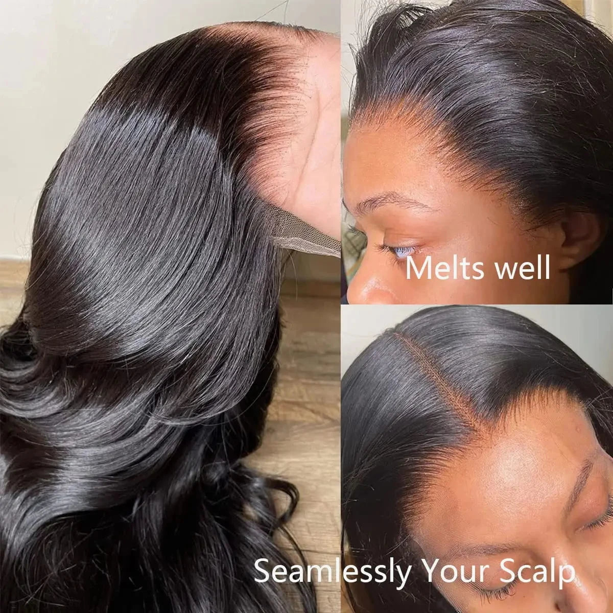 Natural Black 13x4 HD Transparent Lace Front Body Wave Wig 180% Density Brazilian Human Hair