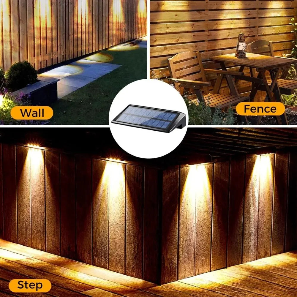 2 Pack LED Solar Wall Lights – Waterproof Outdoor Fence & Deck Lamps for Yard, Pathway, and Garden Decor