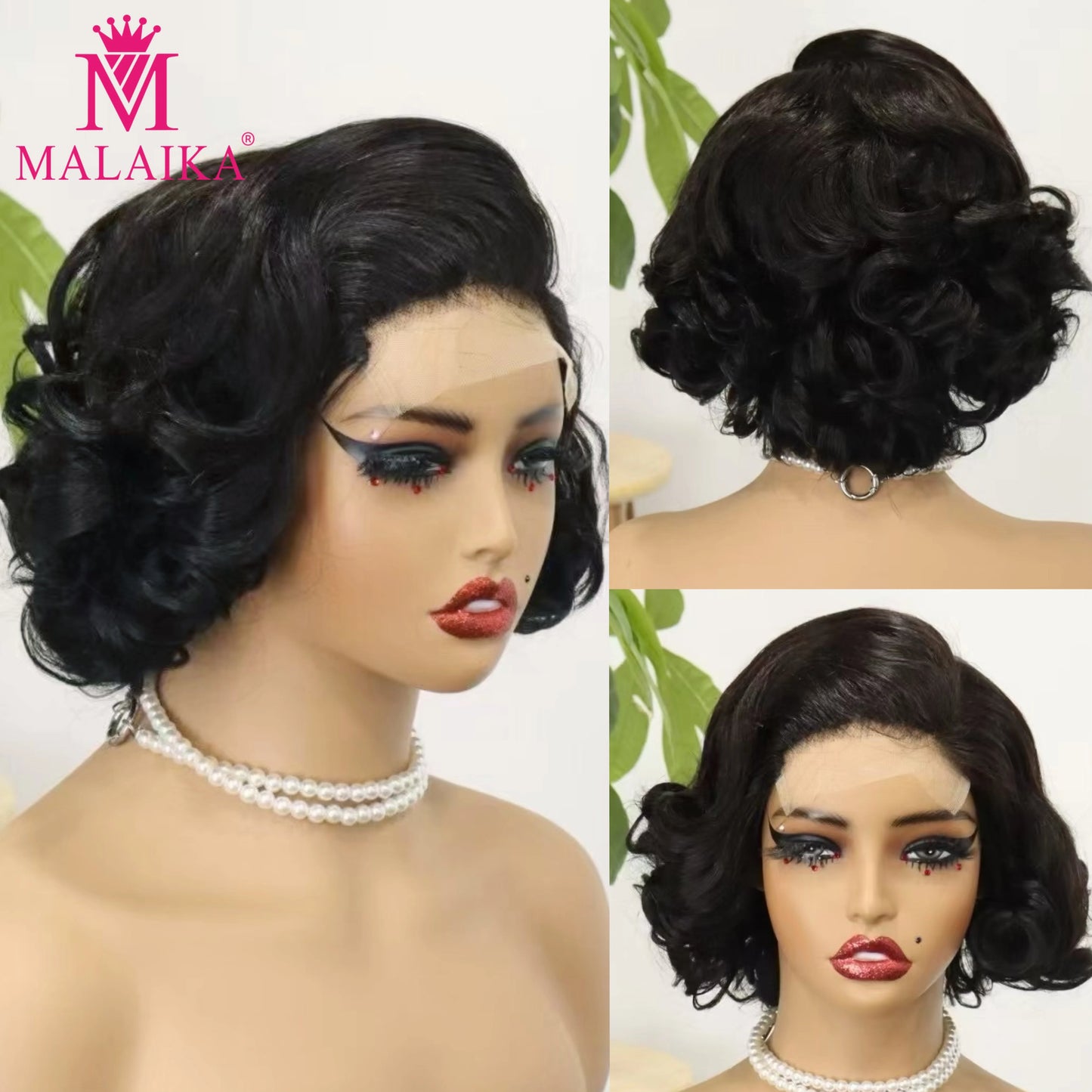 MALAIKA 4/27 Loose Wave Bob Wig – 4x4 Transparent Lace Closure (Brazilian Remy Human Hair)