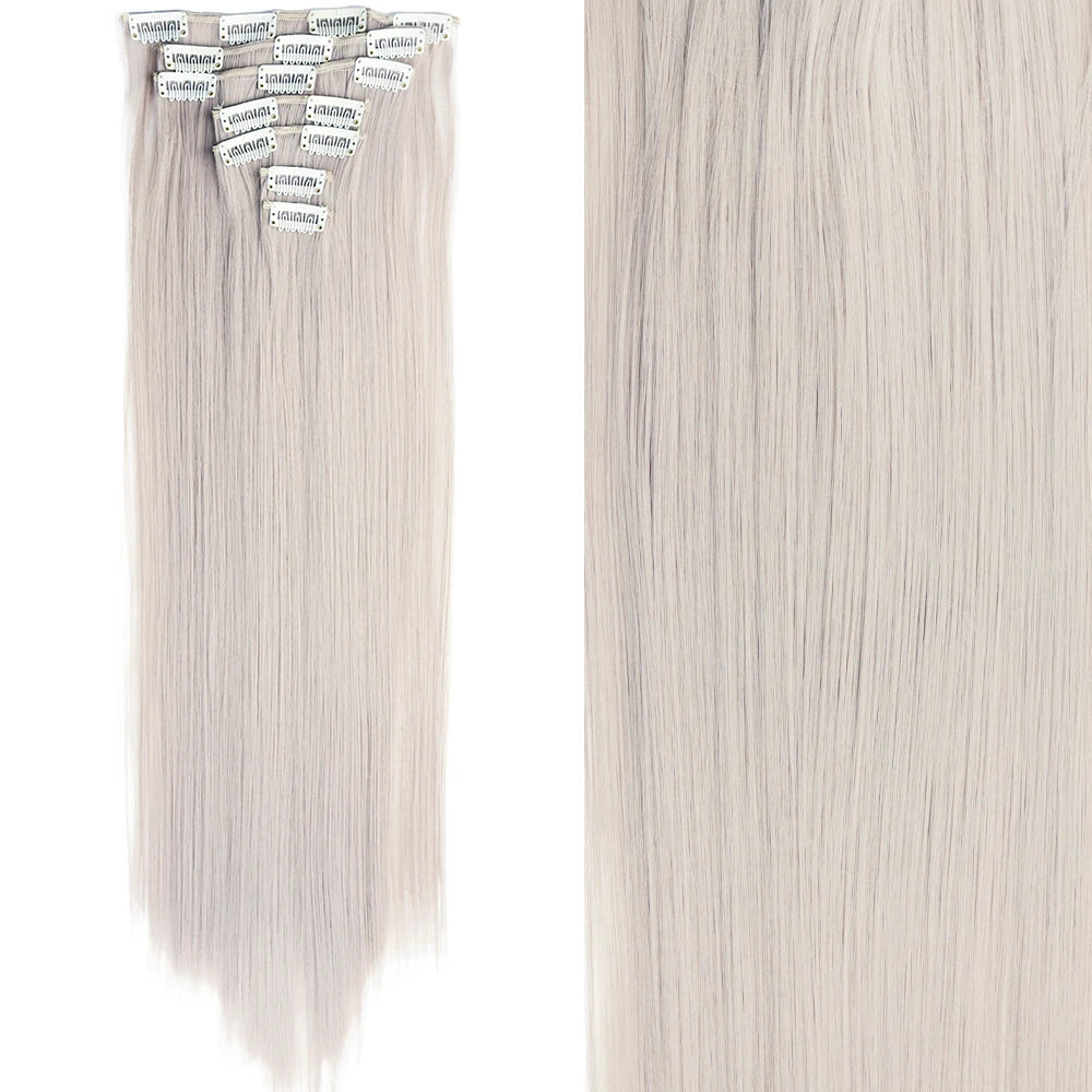 7Pcs Clip-in Hair Extensions | 24 Inch Straight | 60 Colors | Heat Resistant Fiber