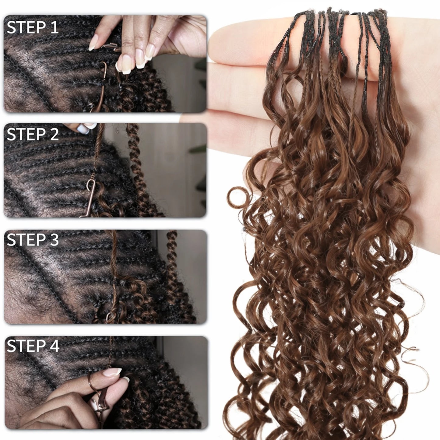 Burmese Curly Crochet Hair Extensions – Knotless Pre-Separated Human Hair