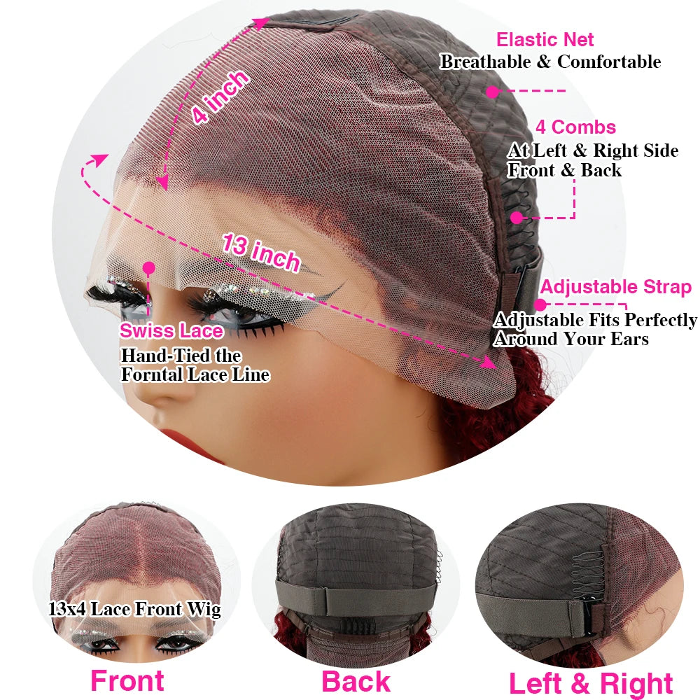 Fuduete 99J Burgundy Body Wave HD Lace Front Wig | Brazilian Remy Human Hair | Transparent Lace