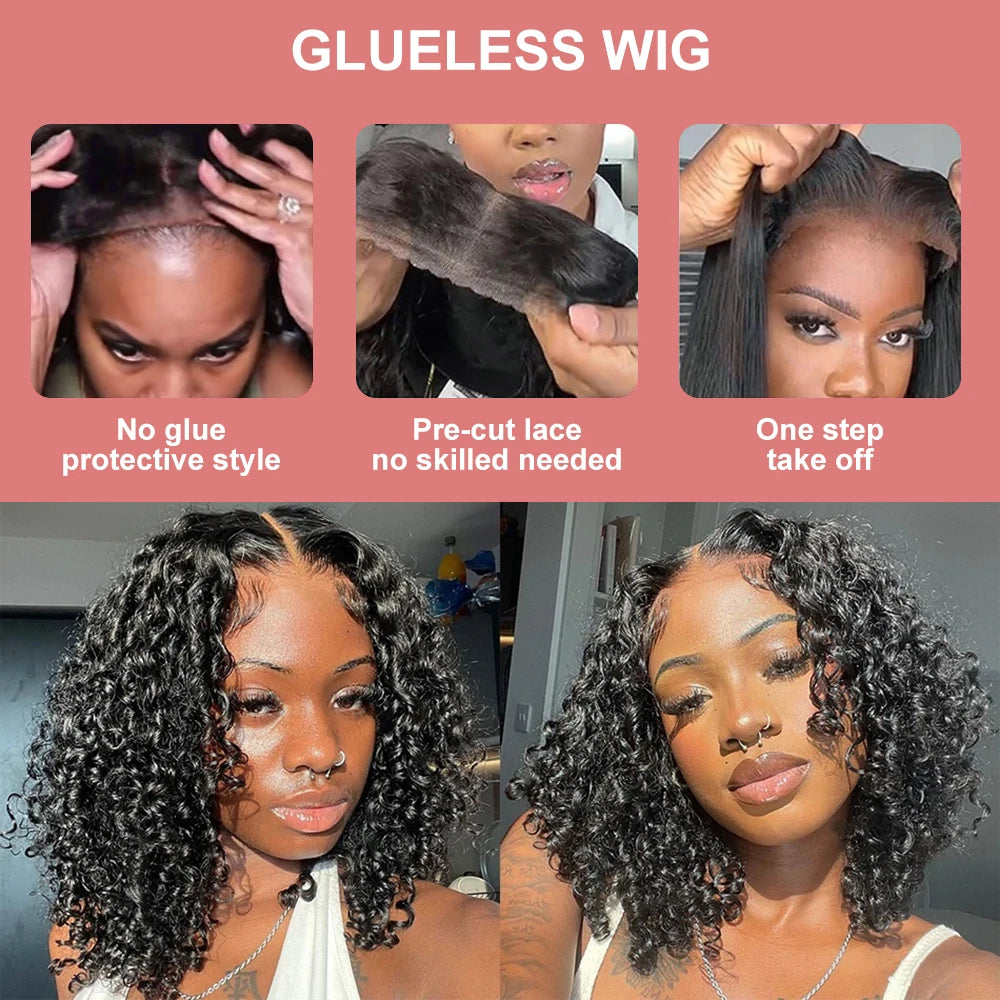 Deep Water Wave Curly Bob HD Lace Front Wig | 100% Remy Human Hair | Transparent Lace 13x4 / 13x6