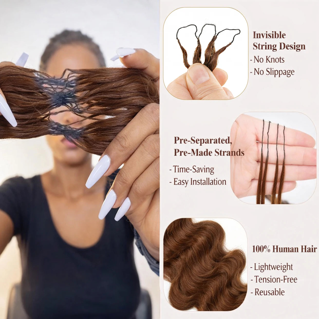 Body Wave Crochet Hair Extensions – Virgin Human Hair Pre-Separated Miracle Knot Braids