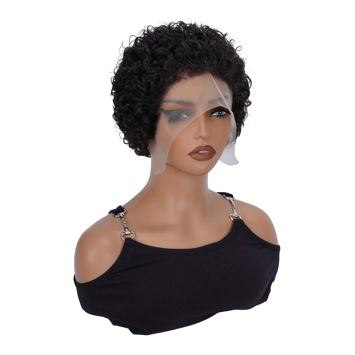 13x1 Pixie Cut Kinky Curly Lace Front Human Hair Wig (Peruvian, Short 4–16")