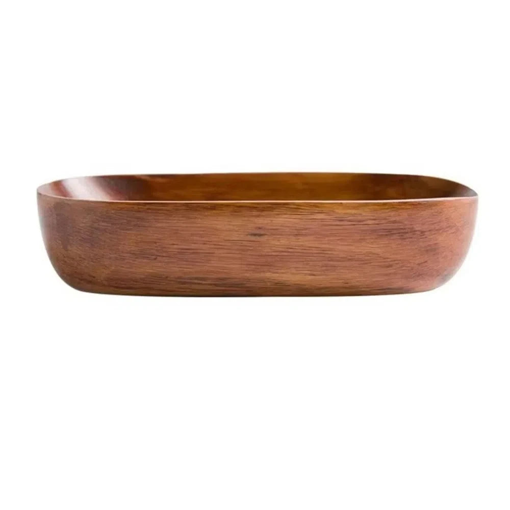 Creative Wooden Oval Salad Bowl – Japanese Boat Style Serving Tray