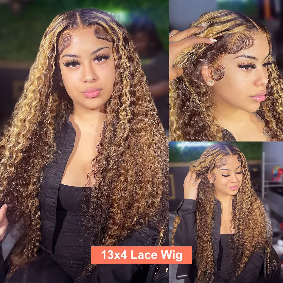 Wiggogo Highlight Curly 13x6/13x4 HD Lace Frontal Human Hair Wig – P4/27 & 1B/30 Ombre Deep Wave