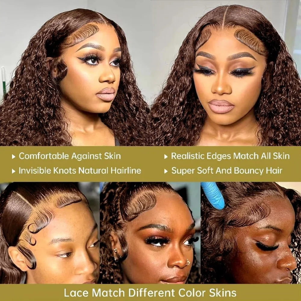 Chocolate Brown Deep Wave 5x5 Glueless Human Hair Wig | Ready to Wear | WowPopMall Hair
