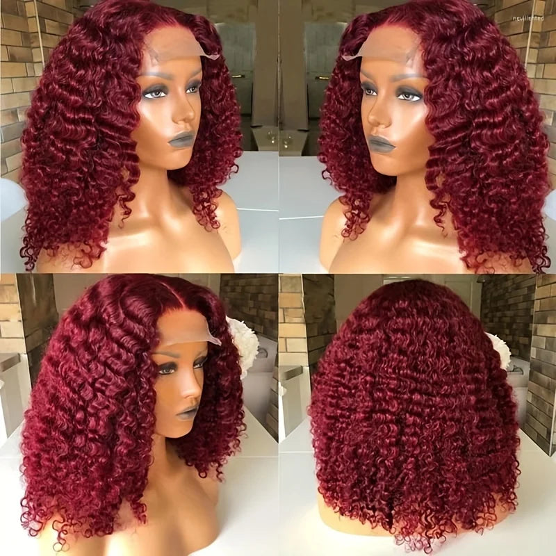 Burgundy 99J Deep Wave Bob Wig 13x4 HD Lace Front – Remy Human Hair