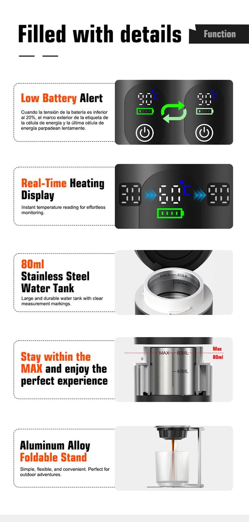 Portable 3-in-1 Espresso Coffee Maker — Digital Display Capsule Machine for Car, Home & Camping