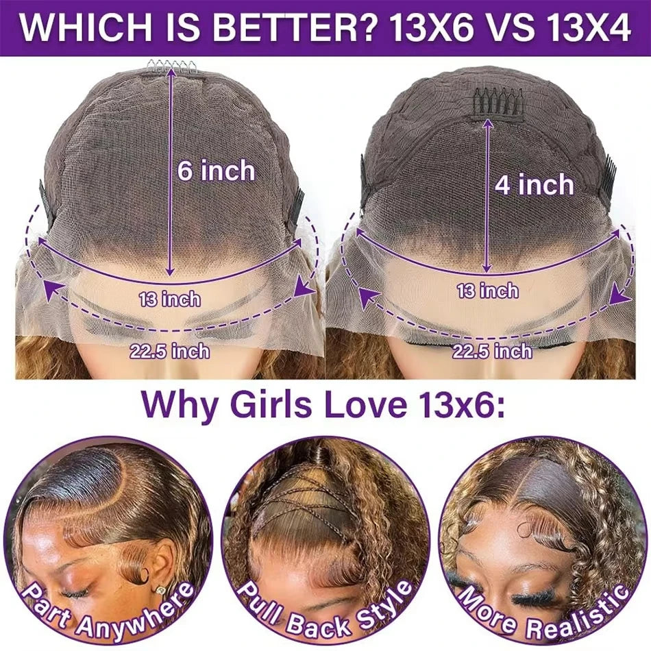 Ombre Highlight Water Wave HD Lace Front Wig (13x6 / 13x4) – Brazilian Remy Human Hair, Deep Wave Frontal (26"+)