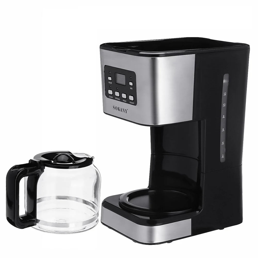 SK 950W Electric Drip Coffee Maker — Semi-Automatic Stainless Steel Machine for Home & Office