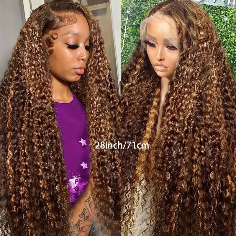 30" Water Wave 4/27 Highlight Ombre 13x6 HD Lace Front Wig (250% Density)