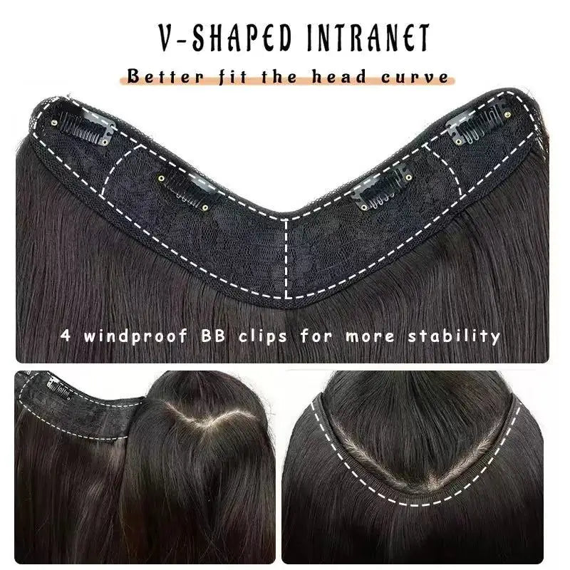 V-Shape Layered Clip-In Hair Extensions | Synthetic Straight | 22-24 Inch | 4 Clips | 180g