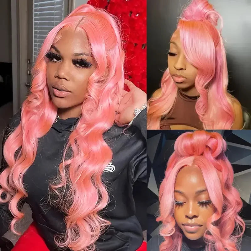 Pink Body Wave HD Lace Front Human Hair Wig (13x4 / 13x6, Pre-Plucked, 30–40”)