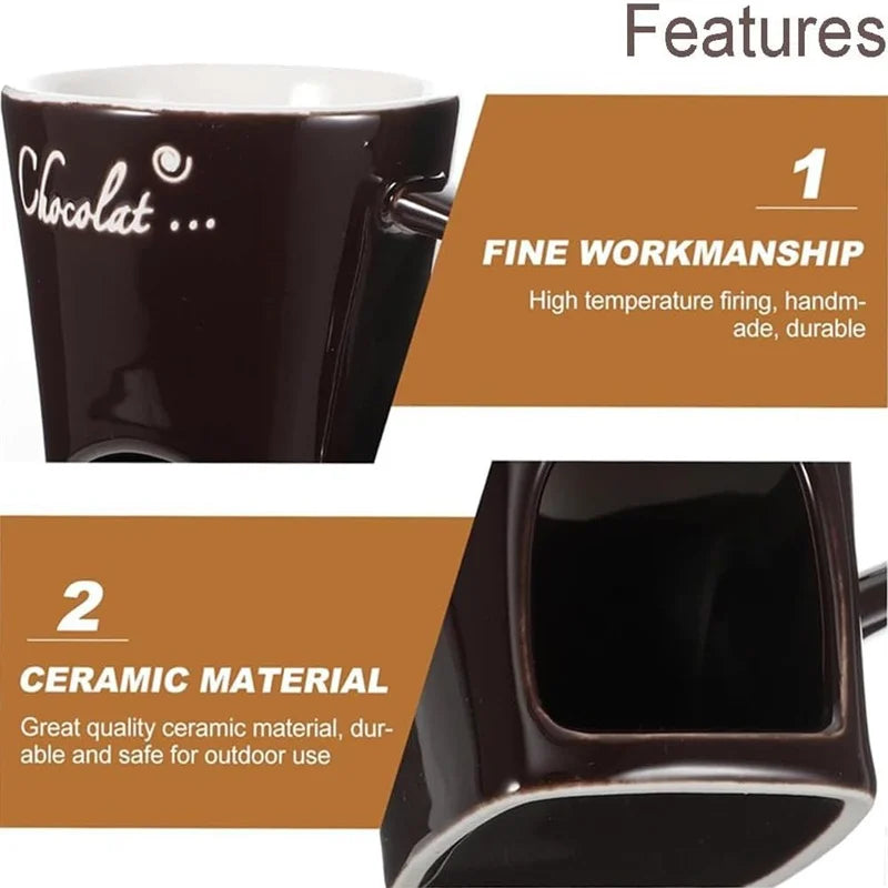 ☕ Double-Layer Ceramic Coffee Cup – Heat-Resistant & Anti-Scald Design