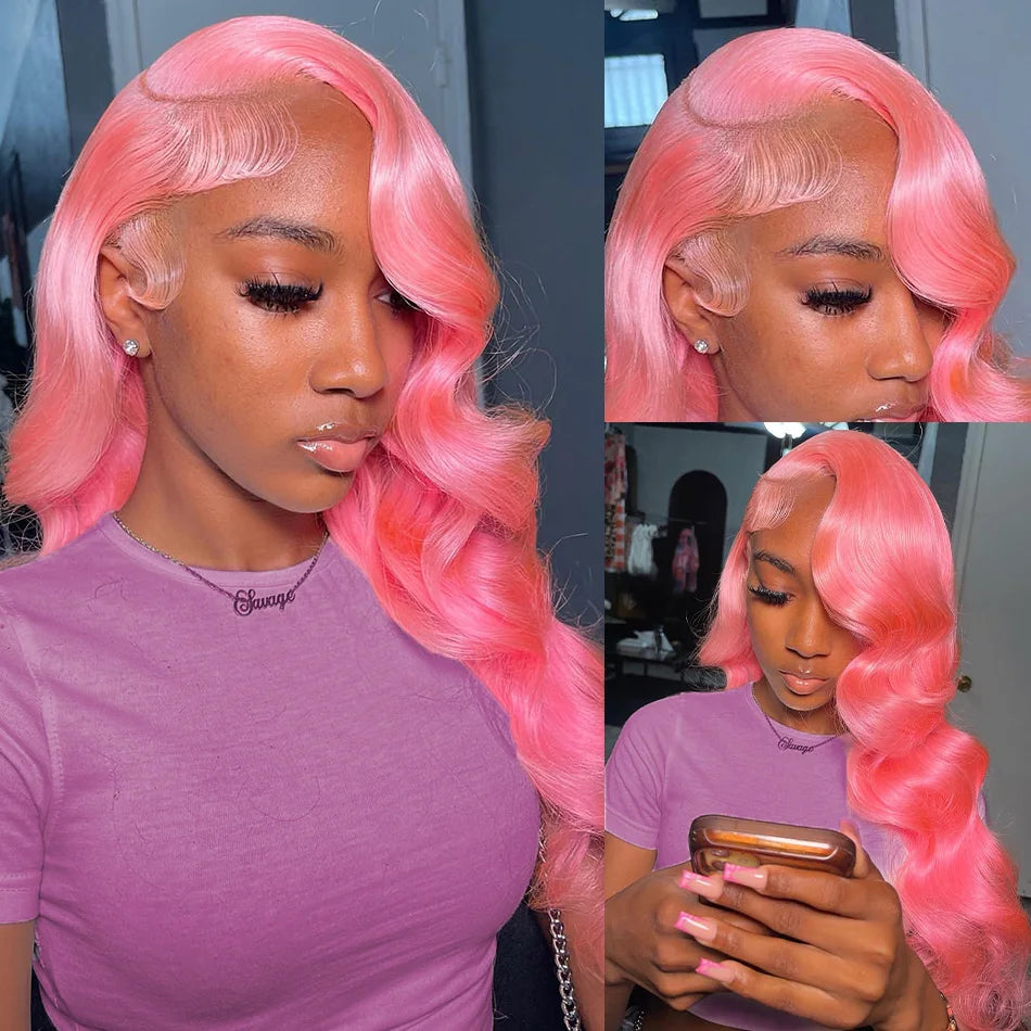 Pink Body Wave 13x6 HD Lace Front Human Hair Wig 30 Inch – 250% Density Brazilian Remy Hair
