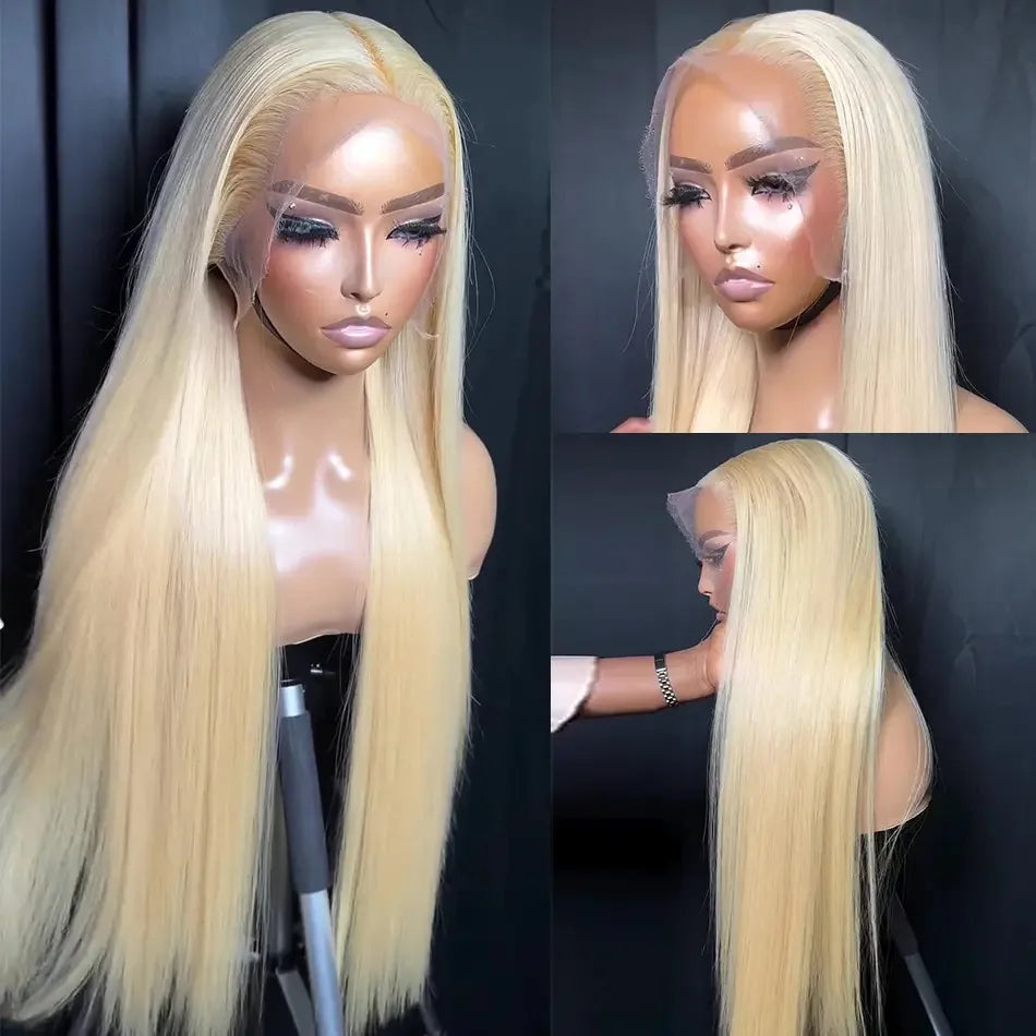 613 Blonde 13×6 HD Transparent Lace Frontal Human Hair Wig – Premium Straight Brazilian Remy