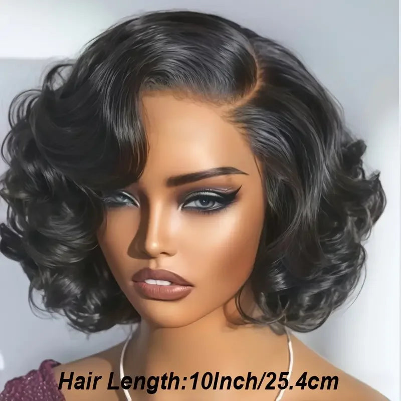 Short Bob Body Wave Glueless 13×4 Lace Front Human Hair Wig – Pre-Plucked Natural Hairline