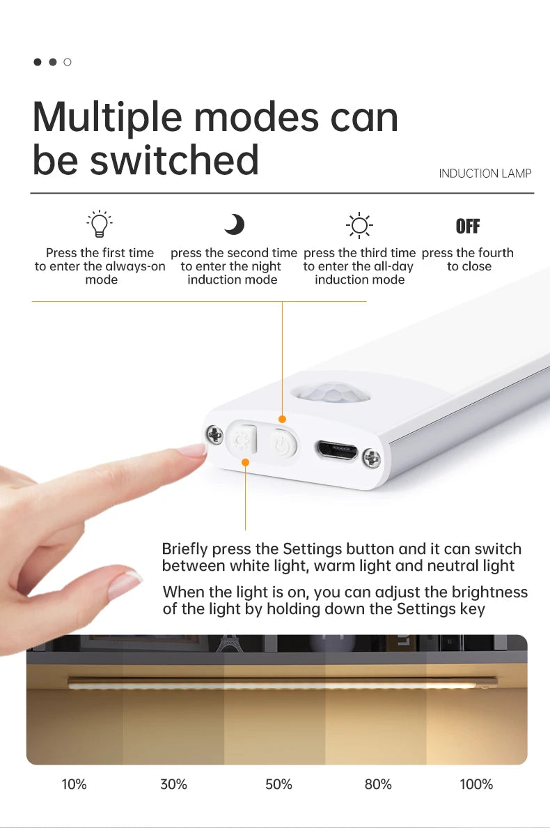 Wireless Motion Sensor LED Light – USB Rechargeable Night Lamp for Closet, Cabinet & Kitchen