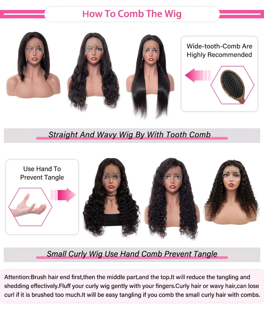 Natural Black 13x4 HD Transparent Lace Front Body Wave Wig 180% Density Brazilian Human Hair