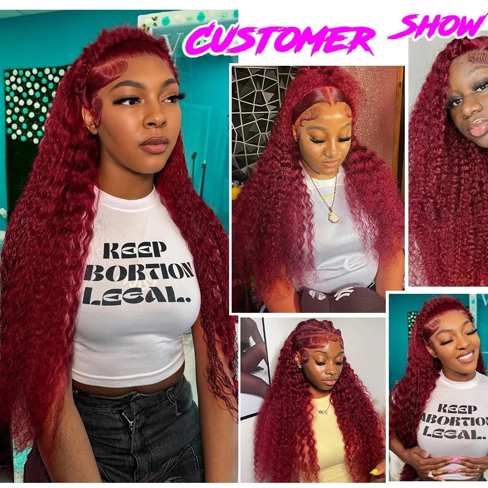 Burgundy 99J Deep Wave Lace Front Wig | 13x4 & 13x6 HD Lace | 180%-250% Density