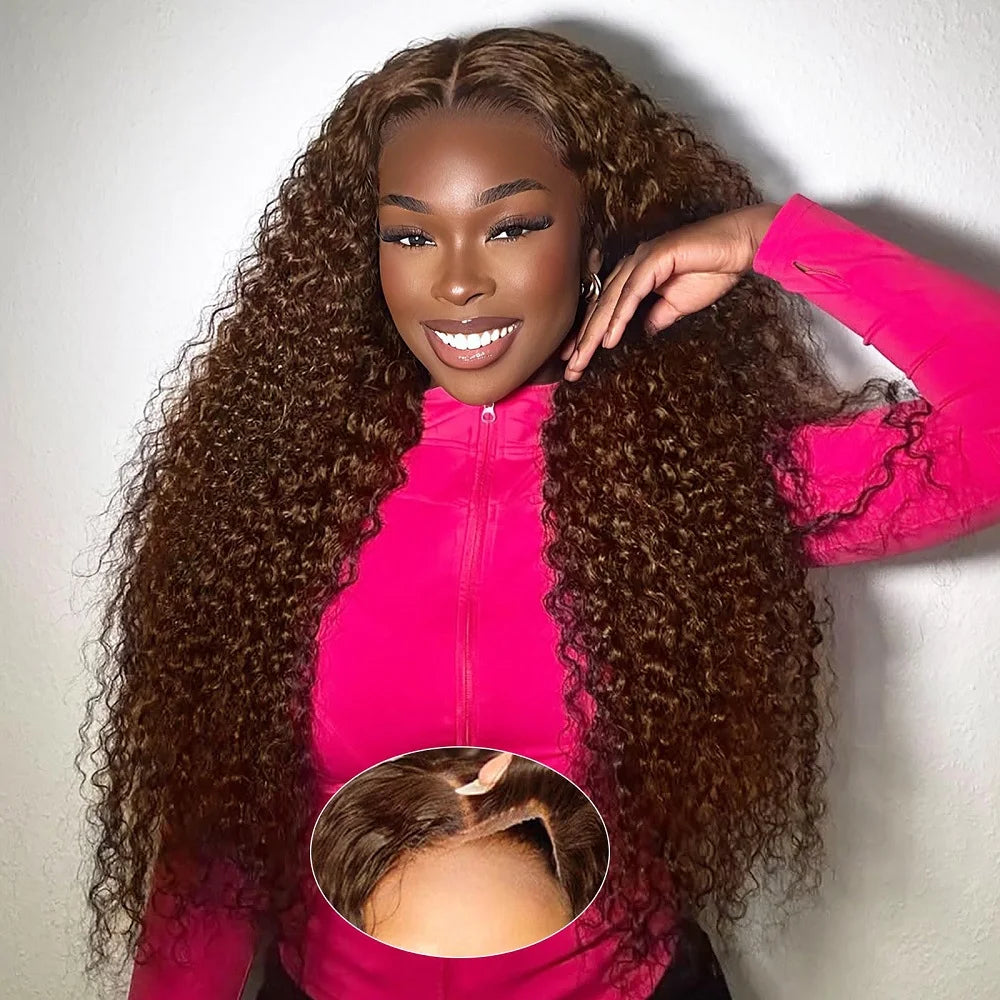 Chocolate Brown Deep Wave 5x5 Glueless Human Hair Wig | Ready to Wear | WowPopMall Hair