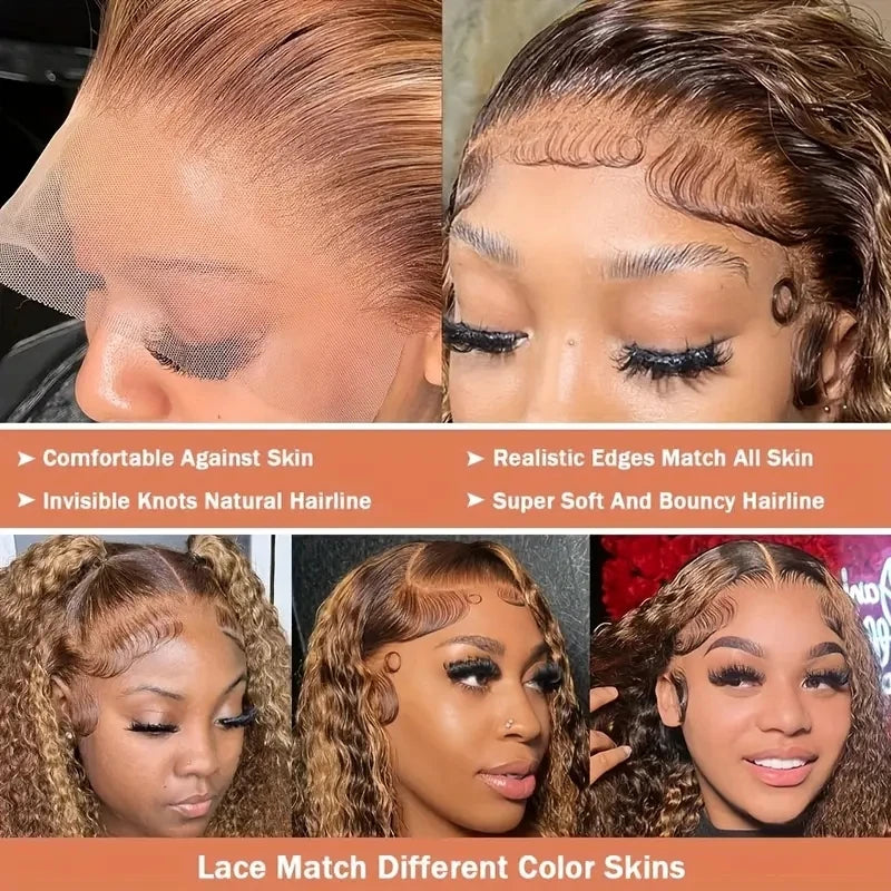 30" Water Wave 4/27 Highlight Ombre 13x6 HD Lace Front Wig (250% Density)