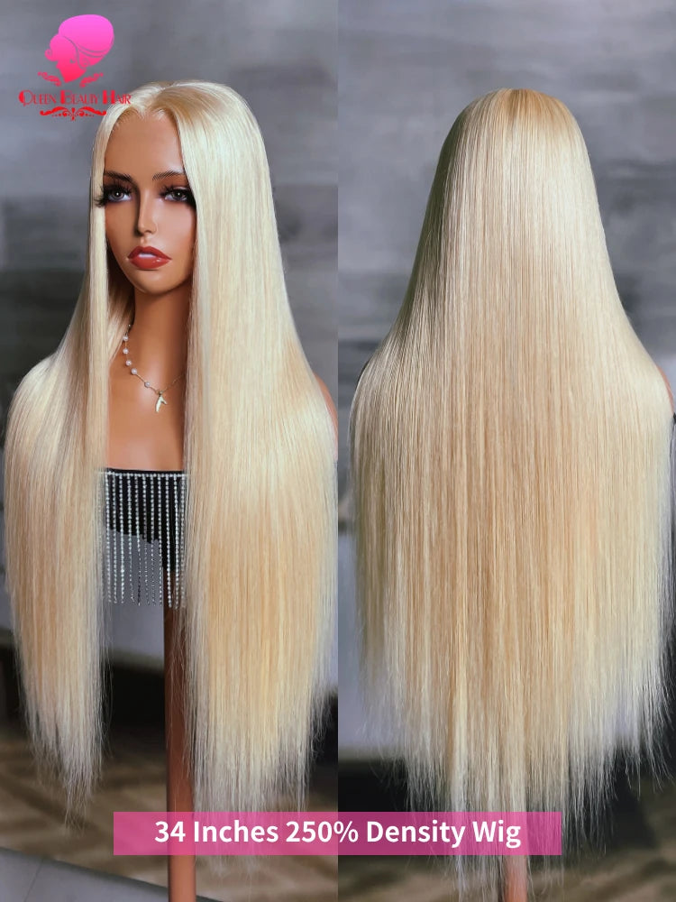 38 Inch 613 Blonde Straight 360 Lace Frontal Wig – 250% Density Human Hair