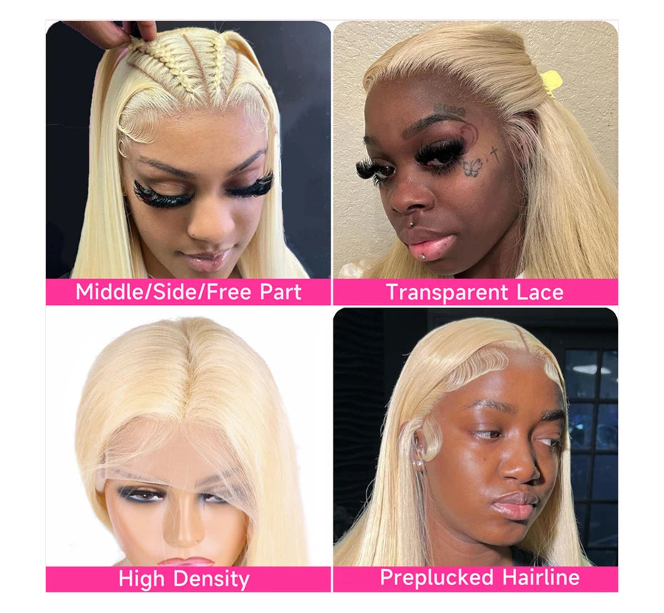 HD Transparent 613 Blonde 13x4 / 13x6 / 360 Lace Front Human Hair Wig – Bone Straight, Pre-Plucked, High Density