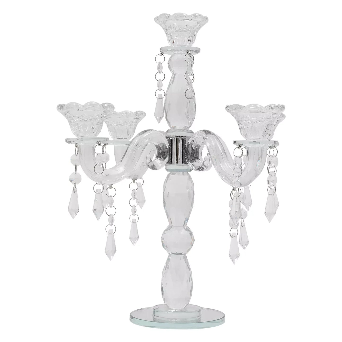 5-Arm Crystal Candle Holder Centerpiece – Elegant Candelabra Decoration for Wedding, Party & Home Décor