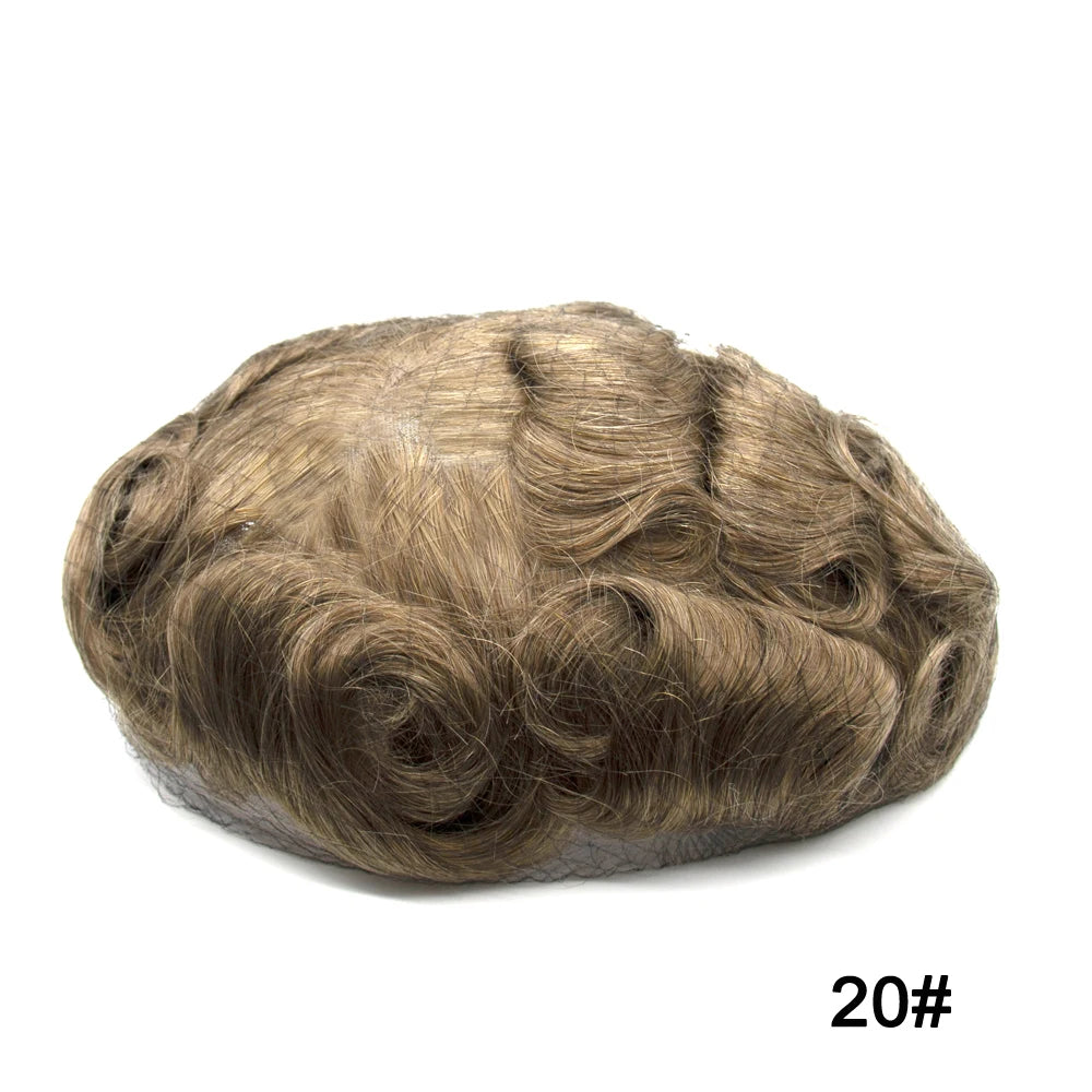 Men's Human Hair Toupee – Lace & PU Base, Straight, 6x8 / 7x9 / 8x10