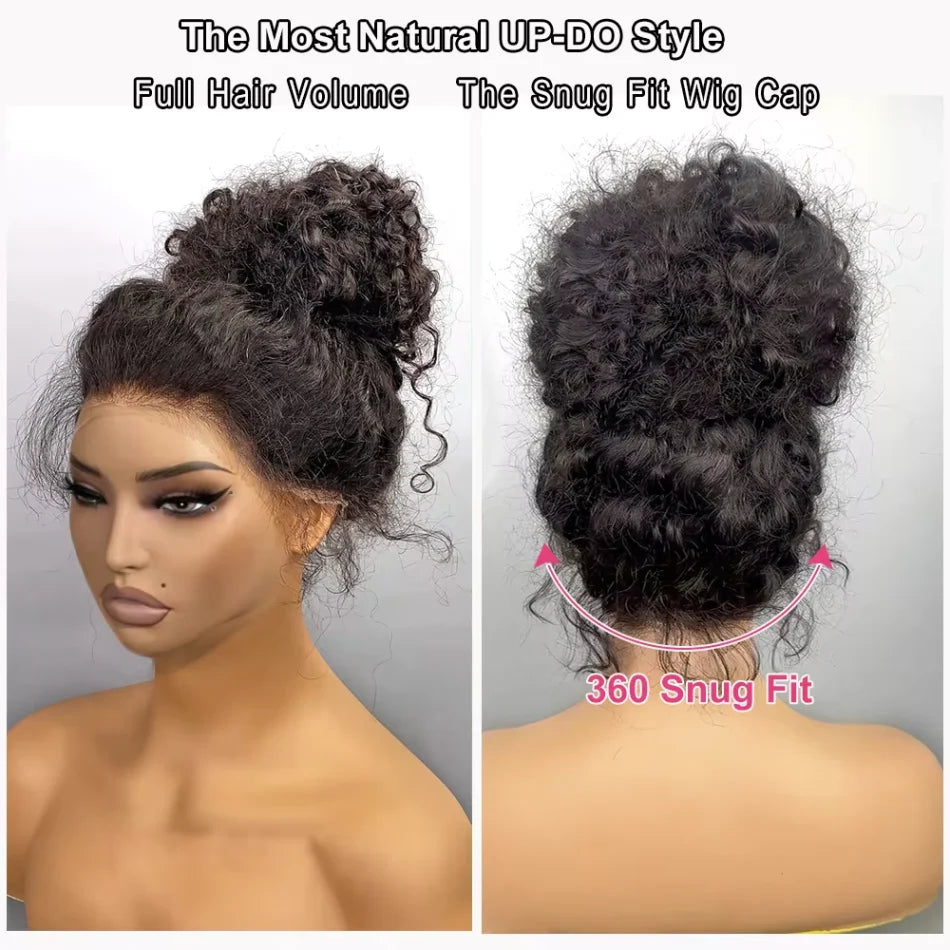 Deep Wave 360 HD Full Lace Human Hair Wig – Natural Black 40 Inch