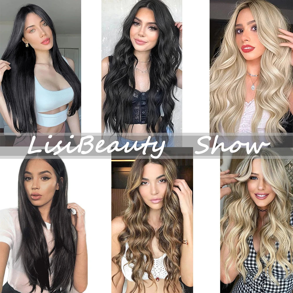 7Pcs Clip-in Hair Extensions | 24 Inch Straight | 60 Colors | Heat Resistant Fiber