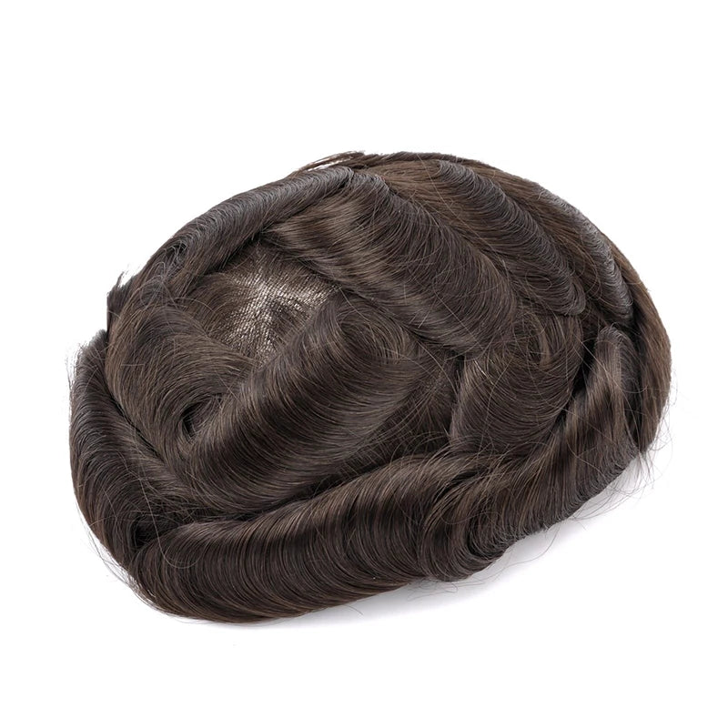 Topunique Full Swiss Lace Men's Toupee | 90% Light Density Hair System for Men