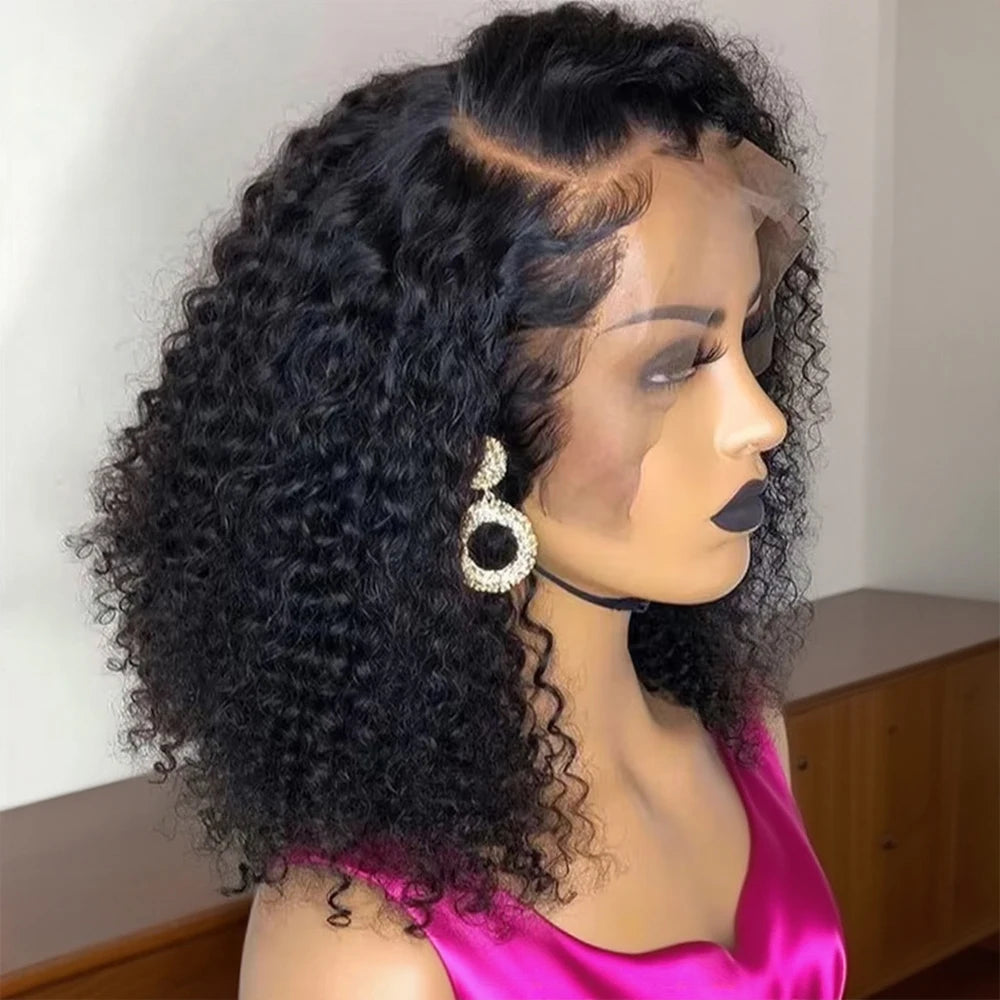 14 Inch Deep Water Wave Curly Bob Lace Front Wig – 13x6 HD, 7x5 Glueless, 250% Density