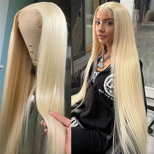30-46 Inch 613 Honey Blonde Bone Straight HD Lace Front Human Hair Wig (13x6/13x4)