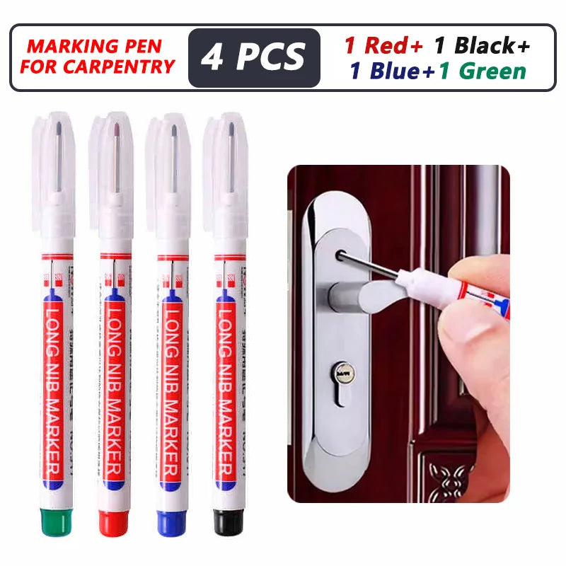 Professional Deep Hole Long Nib Marker Pen for Wood, Metal & Tile — Waterproof Carpenter Tool (20mm Nib)