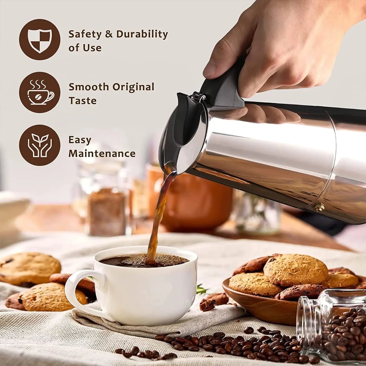 Classic Aluminum Stovetop Moka Pot (4/6/9 Cups) – Authentic Italian Espresso, Anywhere
