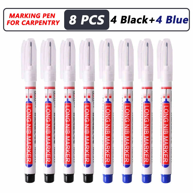Professional Deep Hole Long Nib Marker Pen for Wood, Metal & Tile — Waterproof Carpenter Tool (20mm Nib)