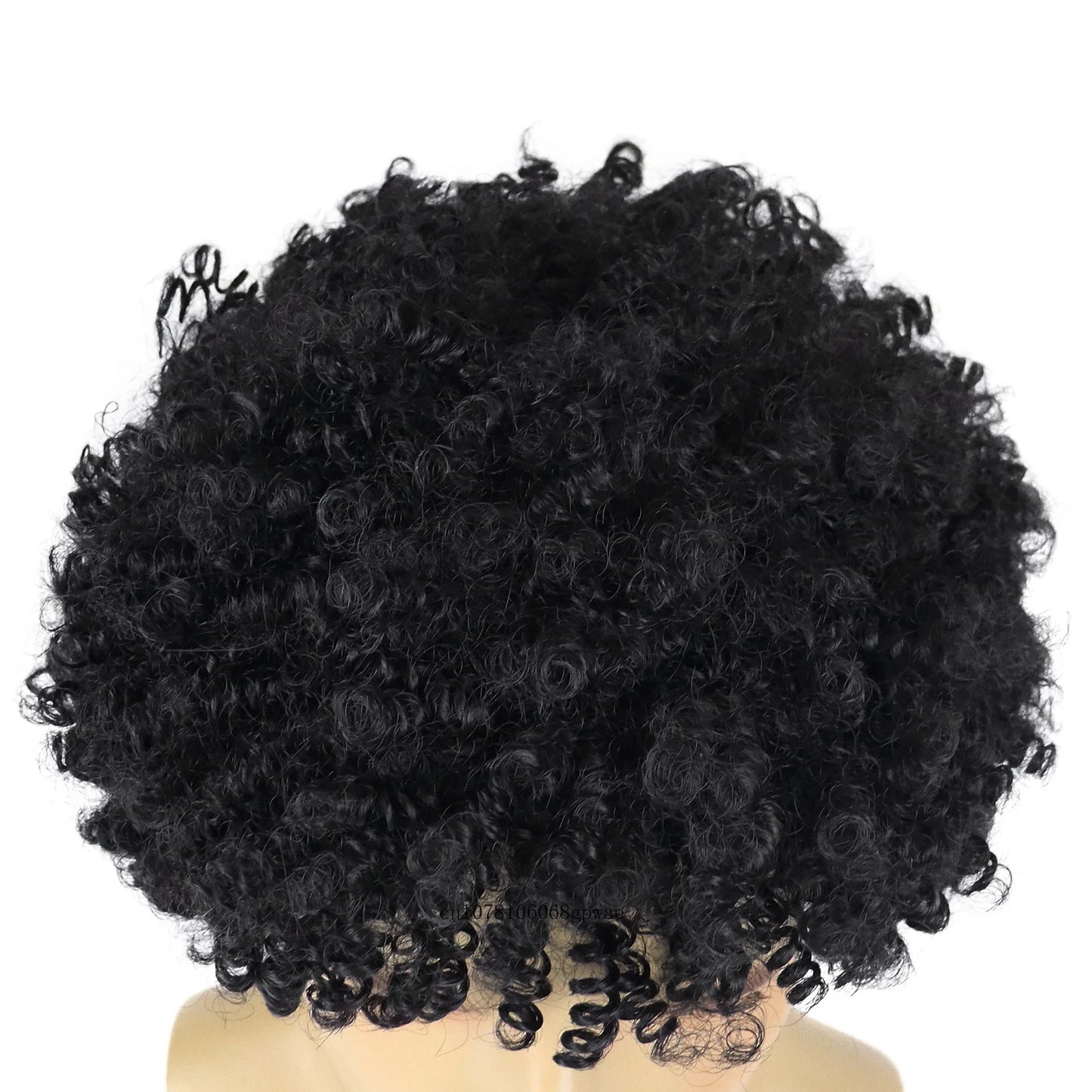 Natural Black Bouncy Curly Hair Synthetic Wigs for Men Short Afro Kinky Curly Wig with Bangs Male Wigs Cosplay Halloween Party