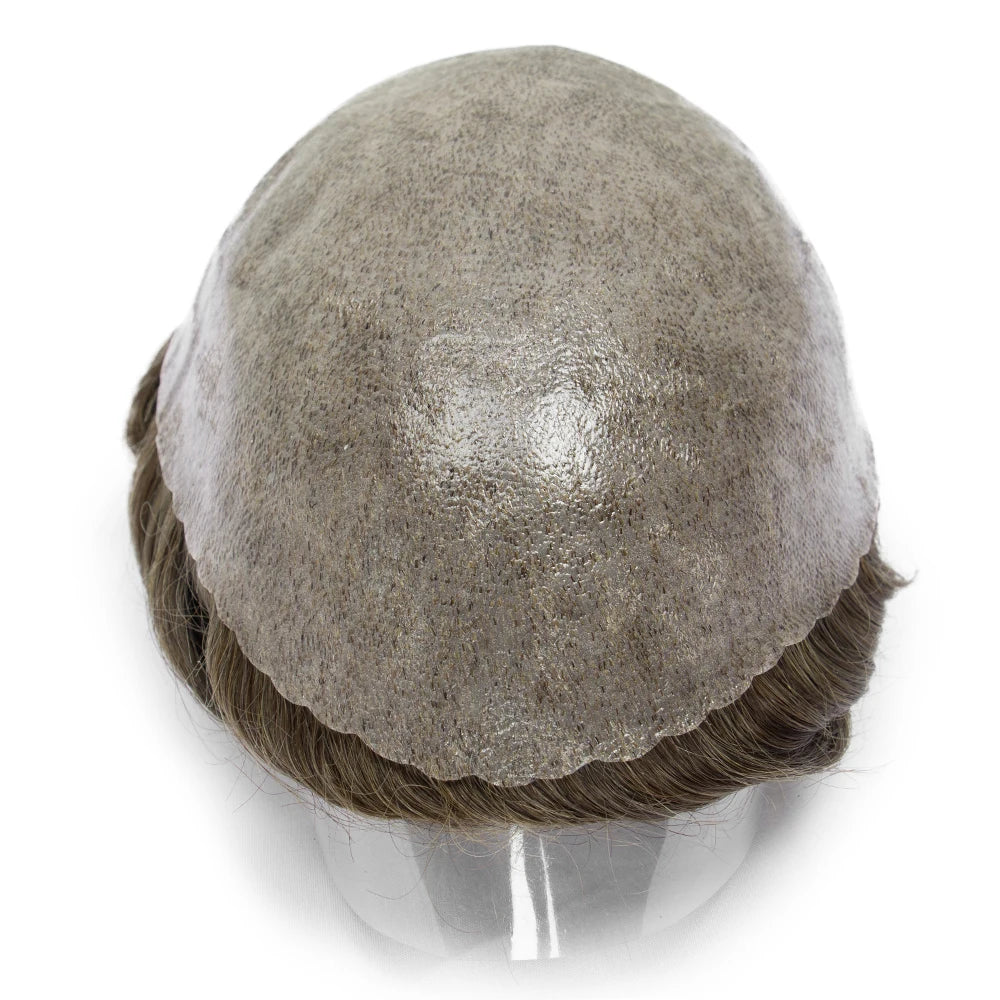 Men's Indian Human Hair Toupee – PU Skin Base, 120/130% Density