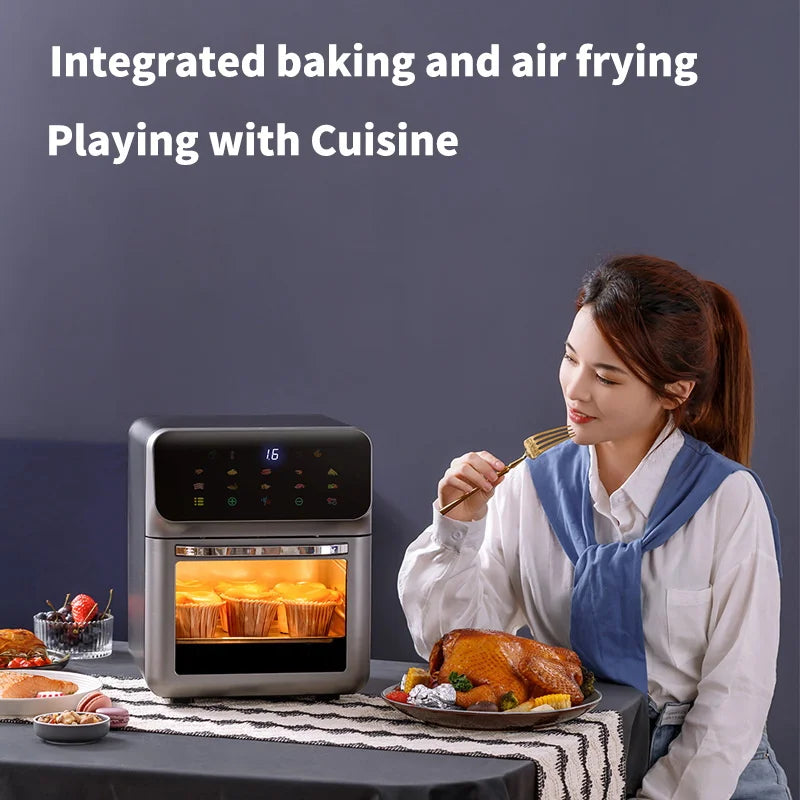 Smart 10L Oil-Free Air Fryer Oven with 360° Hot Air Convection — Large Capacity Electric Cooker for Healthy Home Cooking