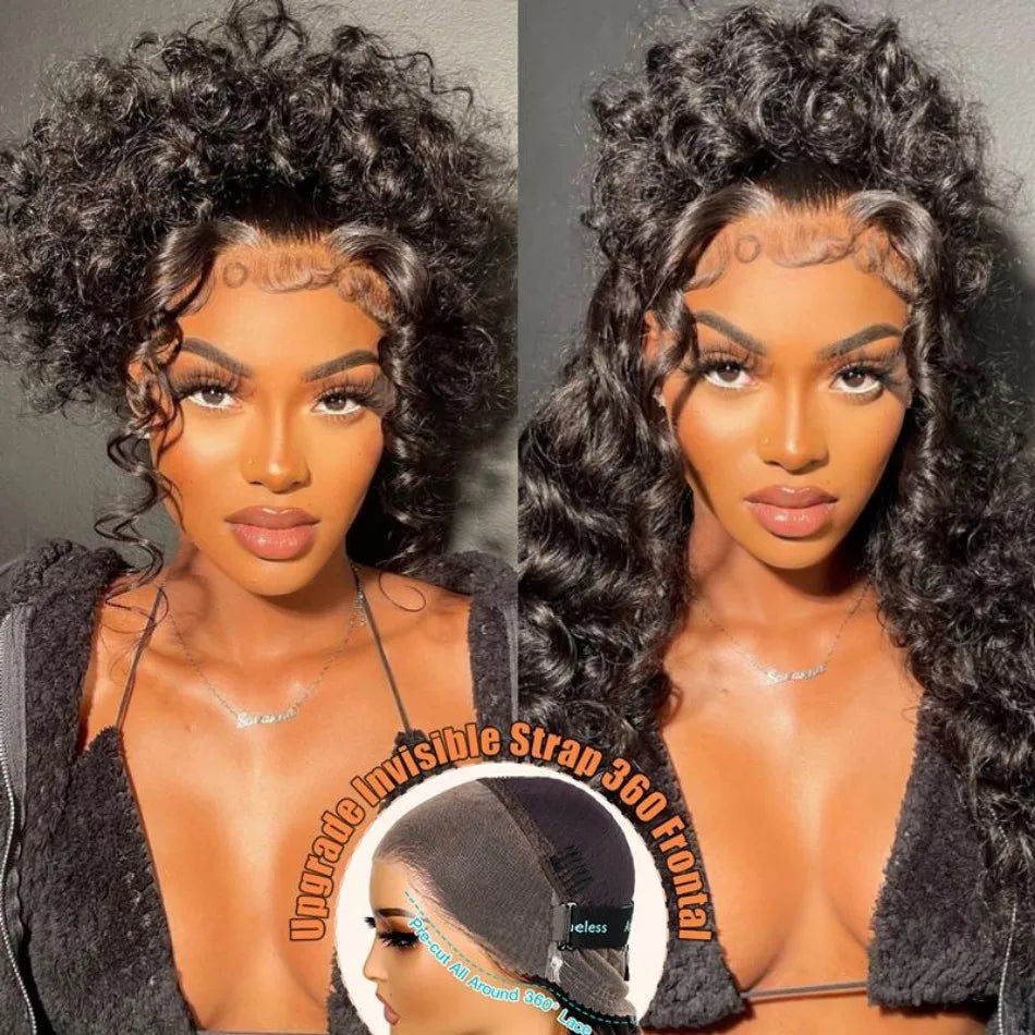 Deep Wave 360 HD Full Lace Human Hair Wig – Natural Black 40 Inch