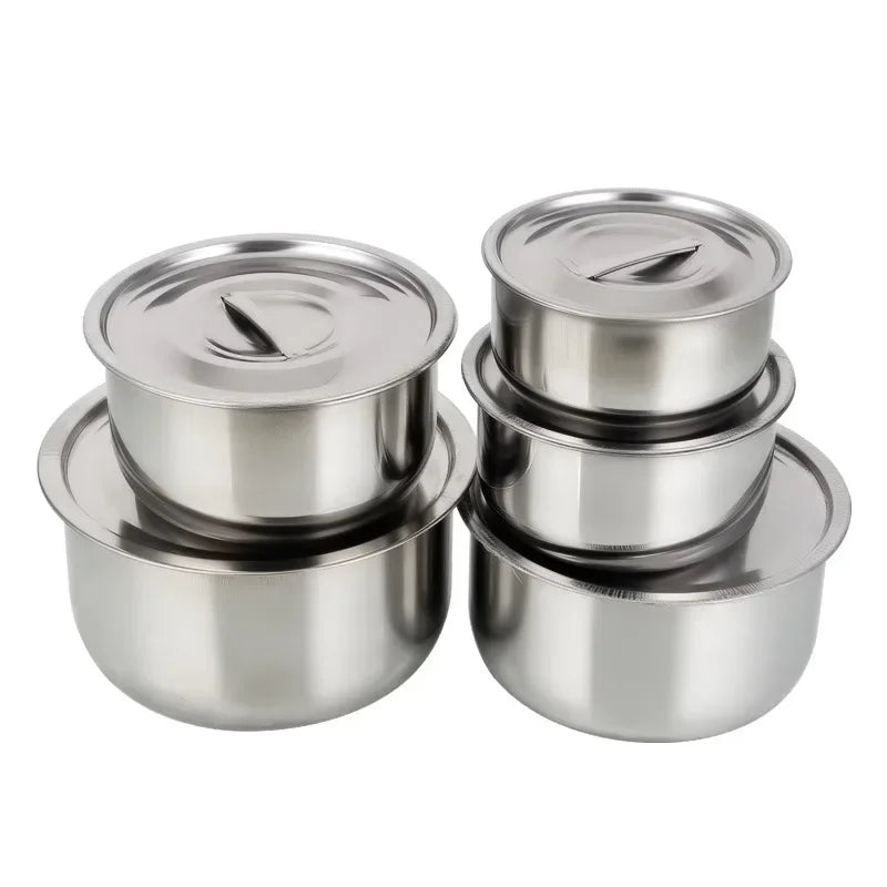 Stainless Steel Stock Pot Set with Lids – 3pcs/5pcs Soup & Stew Cookware Kitchen Set