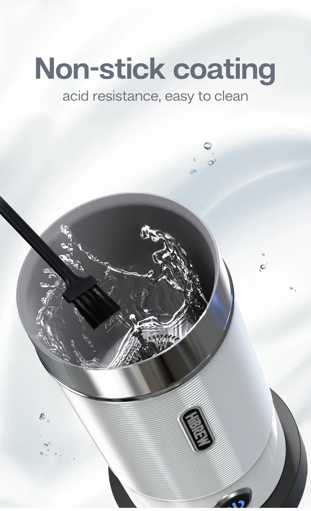 HiBREW M1A Milk Frother – Hot & Cold Electric Foam Maker for Latte, Cappuccino & Chocolate