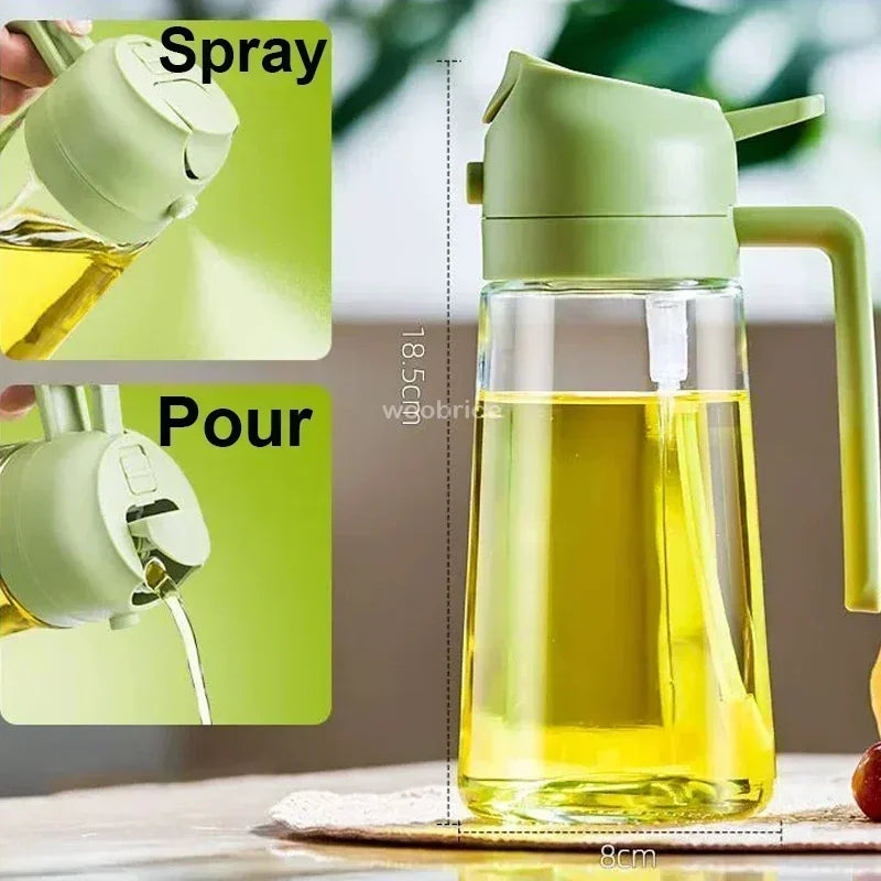 2 in 1 Pour Spray Sprayer Bottle for Kitchen Oil Sprayer Cooking 17oz/500ml Plastics Bottle Food-grade Oil Mister for Air Fryer